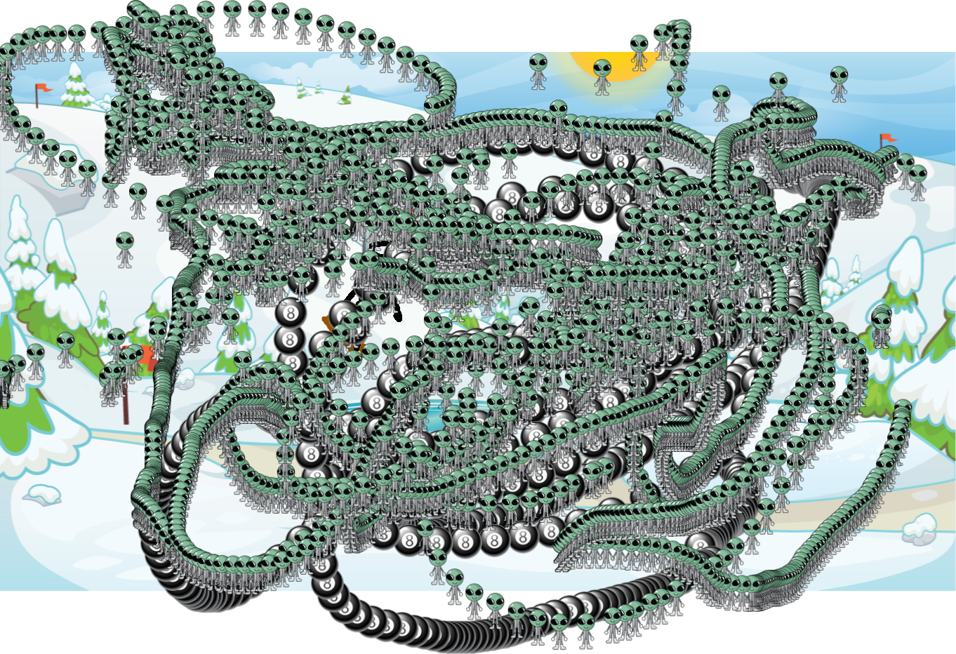 Background Scene - Winter Landscape - Illustration Clipart (1362x932), Png Download