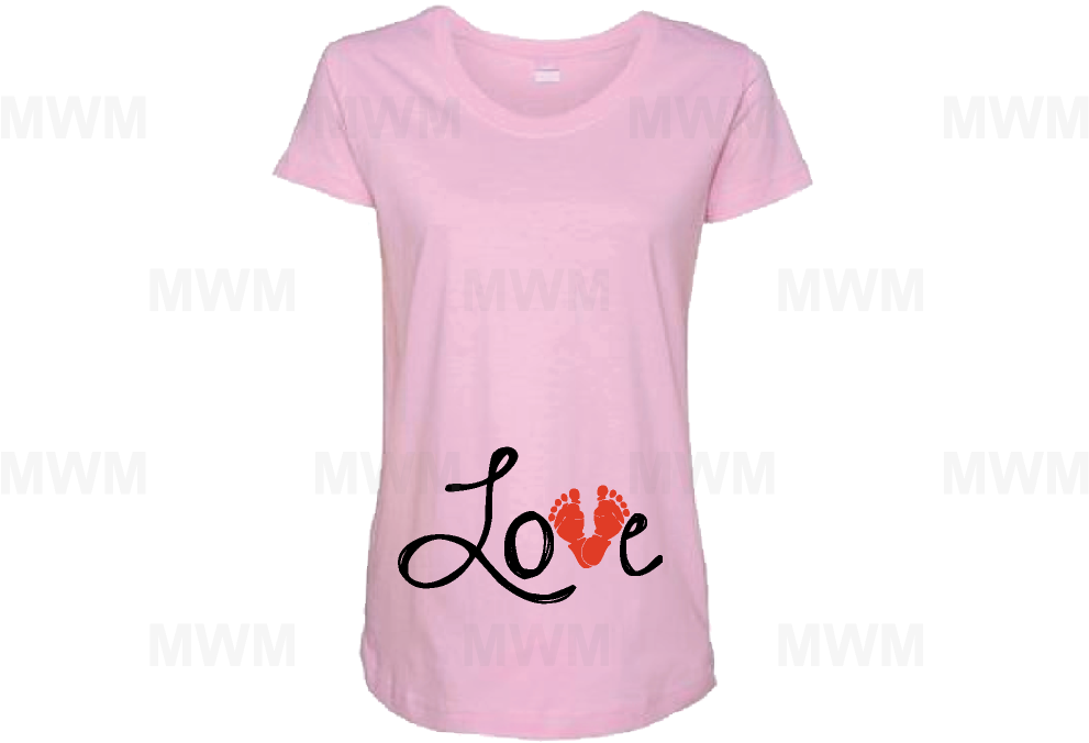 Love Baby Feet Maternity Shirt Too Cute - Shirt Clipart (1013x697), Png Download
