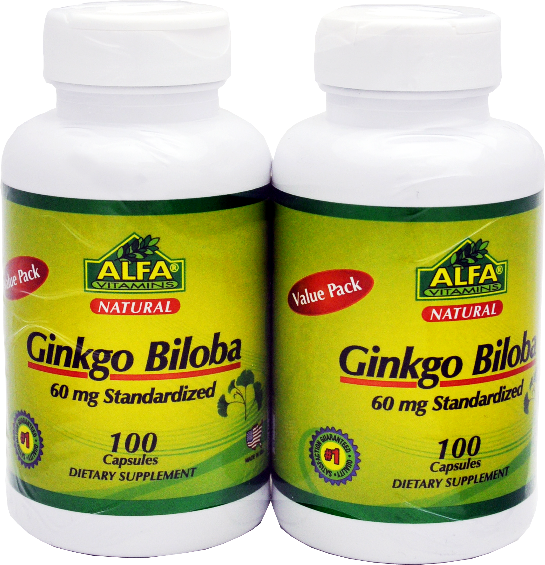 Alfa Vitamins Ginkgo Biloba 60mg Capsules, 100 Ct, - Ginkgo Biloba Alfa Vitamins Clipart (2000x2106), Png Download