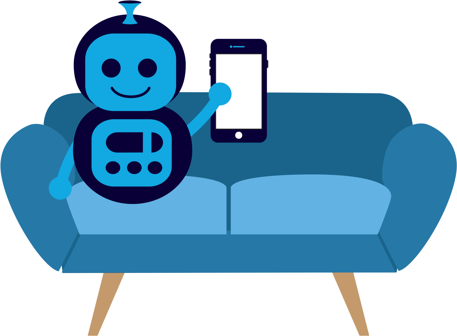 Manage Everything From Your Phone - Studio Couch Clipart (1616x1198), Png Download