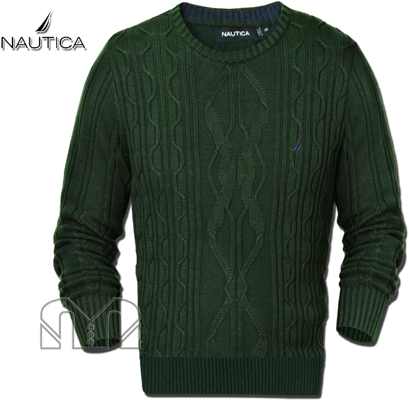 ~nautica Fisherman Crewneck Green Knit Sweater - Nautica Clipart (600x600), Png Download