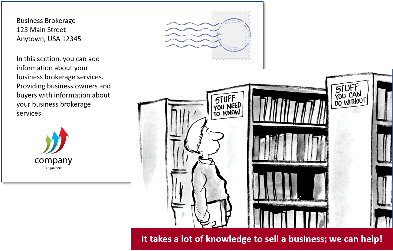 Business Broker Postcard Template - School Library Cartoon Clipart (1299x829), Png Download