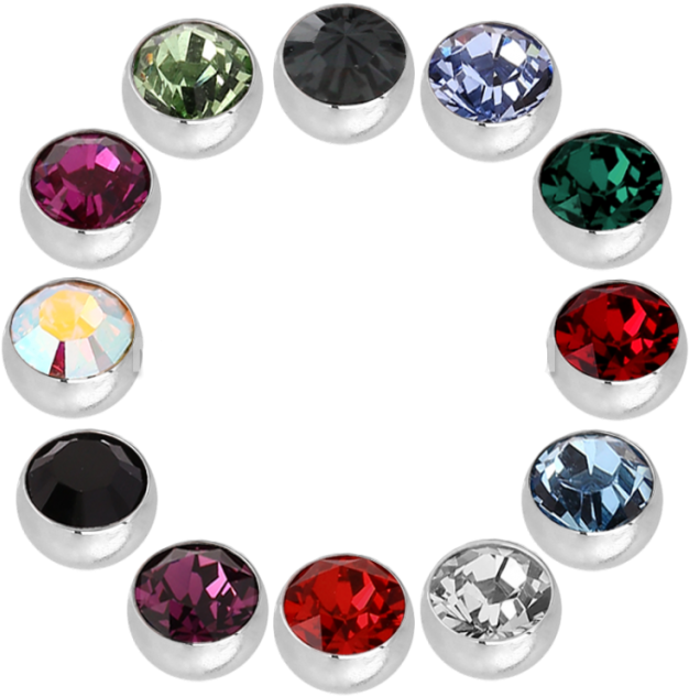 Jewelled Surgical Steel Ball - Body Jewelry Clipart (640x640), Png Download