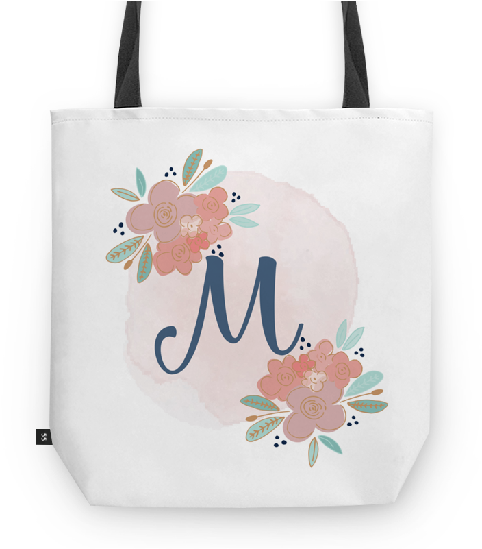 Bolsa Monograma Floral M • Aquarela De Hang A Printna - Watercolor Painting Clipart (800x800), Png Download