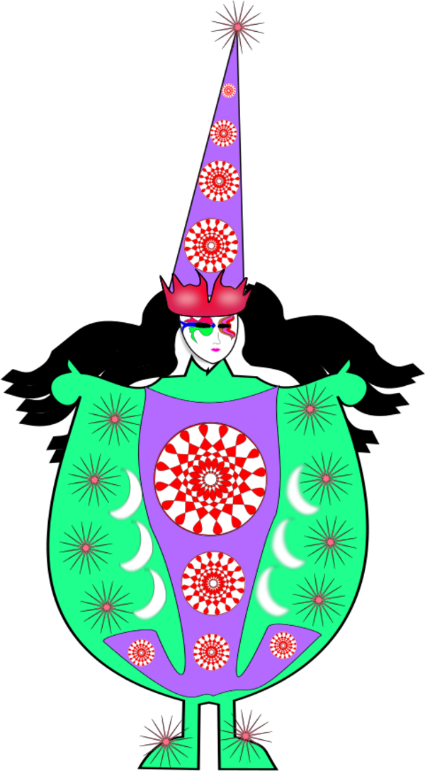 Clown Wearing Large Dress And Long Hat - Clown Clipart (600x1089), Png Download