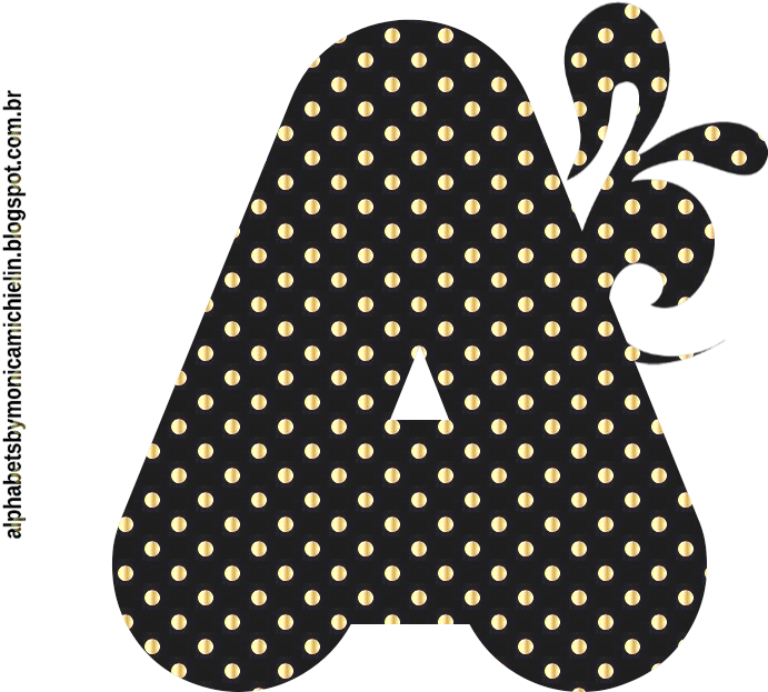 Alfabeto Monograma Bolinhas Douradas Com Fundo Preto - Baby Shower Invitation Wording No Clothes Clipart (828x828), Png Download