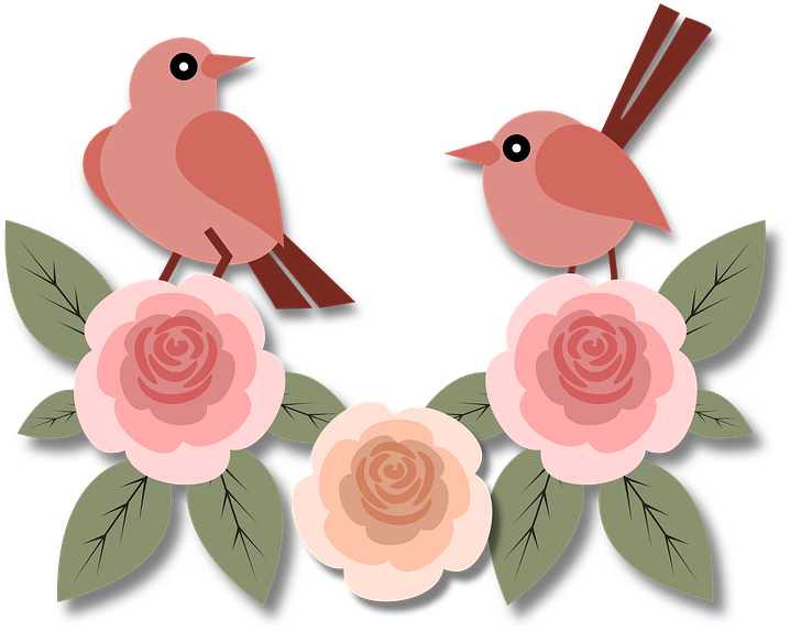 Flores Y Pajaritos Vintage Png - Birds And Flowers Png Clipart (833x720), Png Download