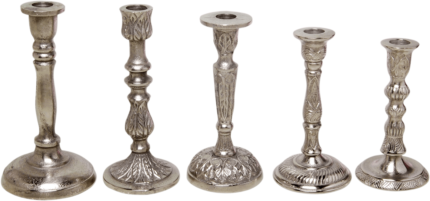 Vintage Silver Candlesticks Quantity - Antique Clipart - Large Size Png