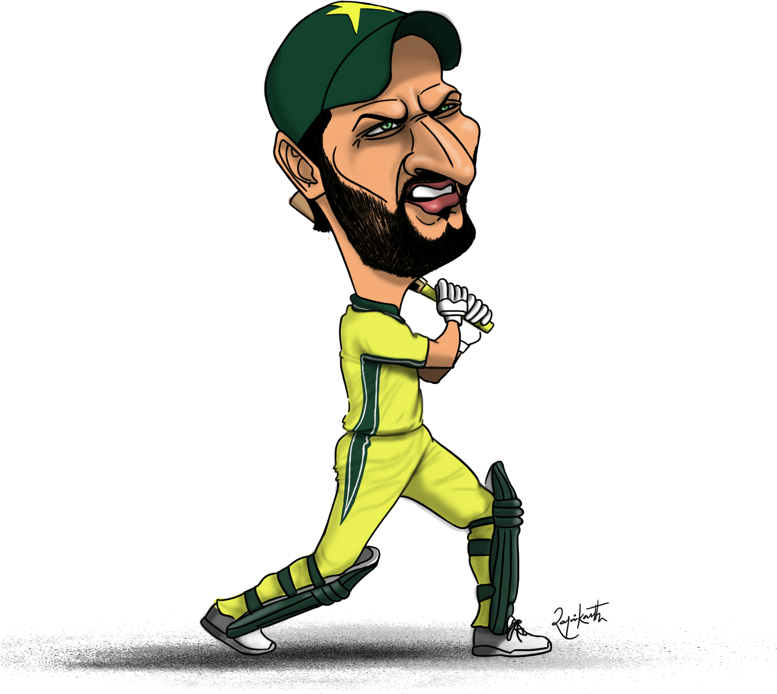 Shahid Afridi Pakistan Cricket - Cartoon Clipart (1540x1500), Png Download