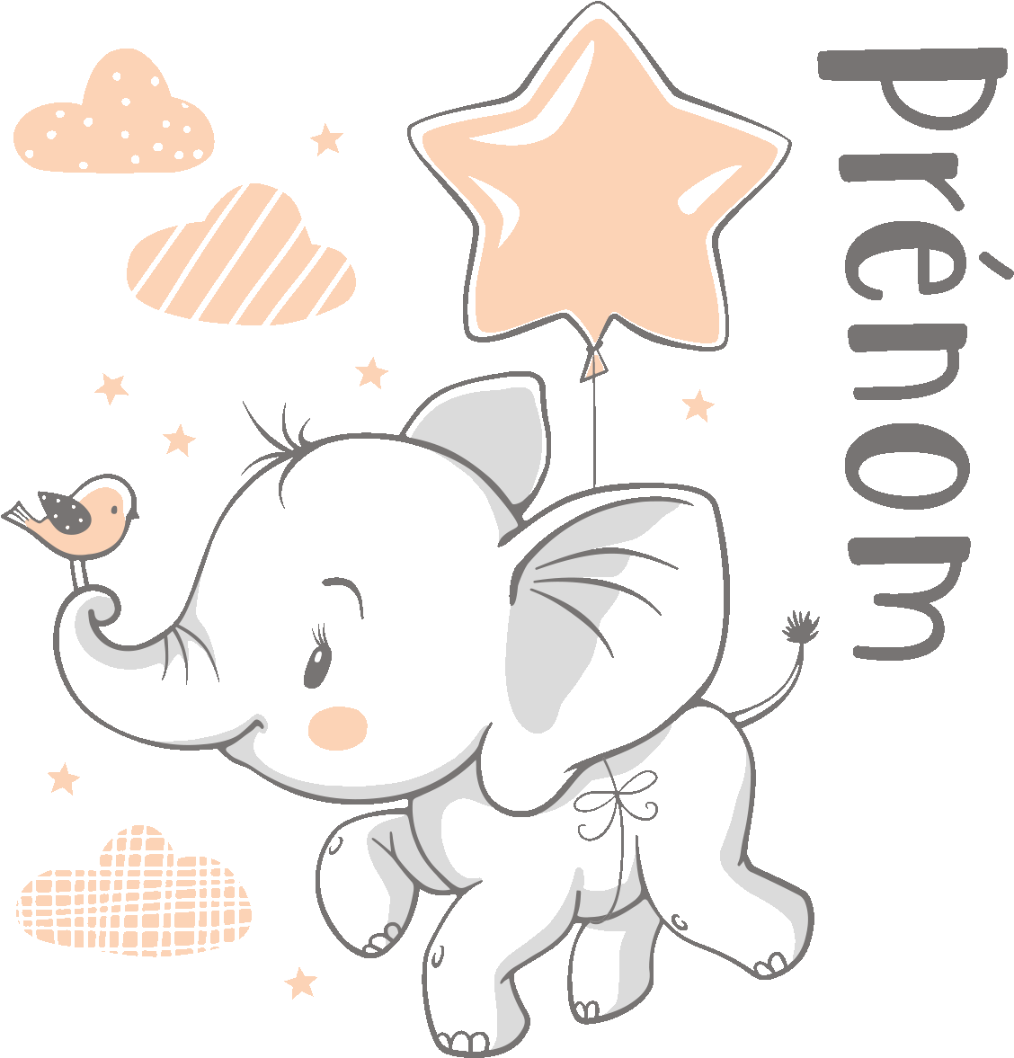 Sticker Prenom Personnalise Bebe Elephant Reveur Ambiance Elephant With Balloon Vector Clipart Large Size Png Image Pikpng