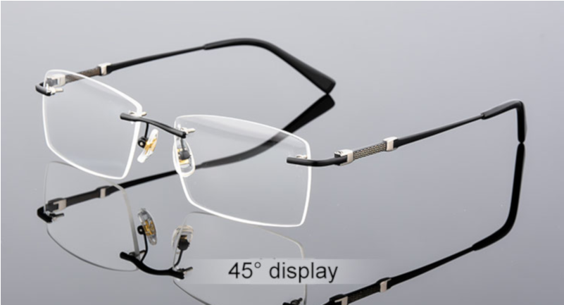 Gray Men's Rimless Glasses Frame - Glasses Clipart (800x800), Png Download