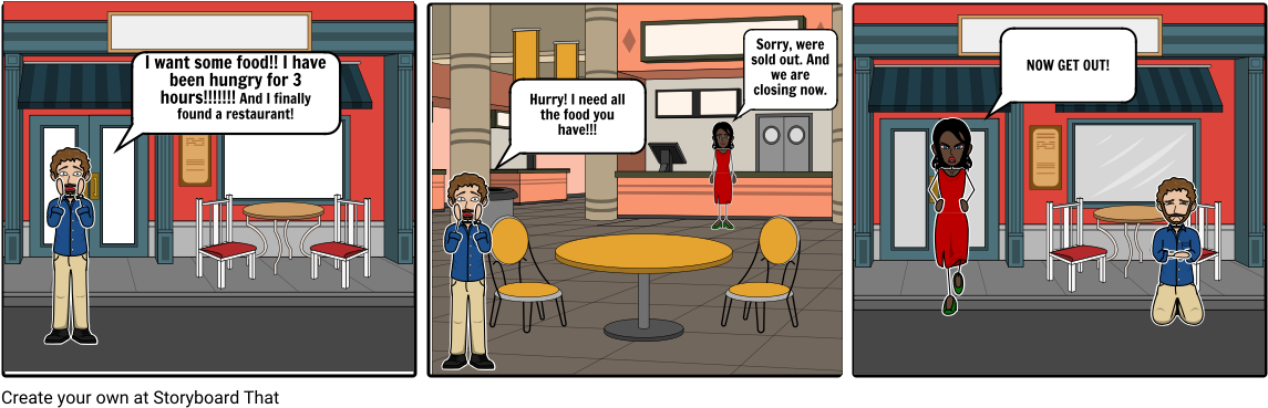 The Man That Wanted Some Food - Cartoon Clipart (1164x385), Png Download