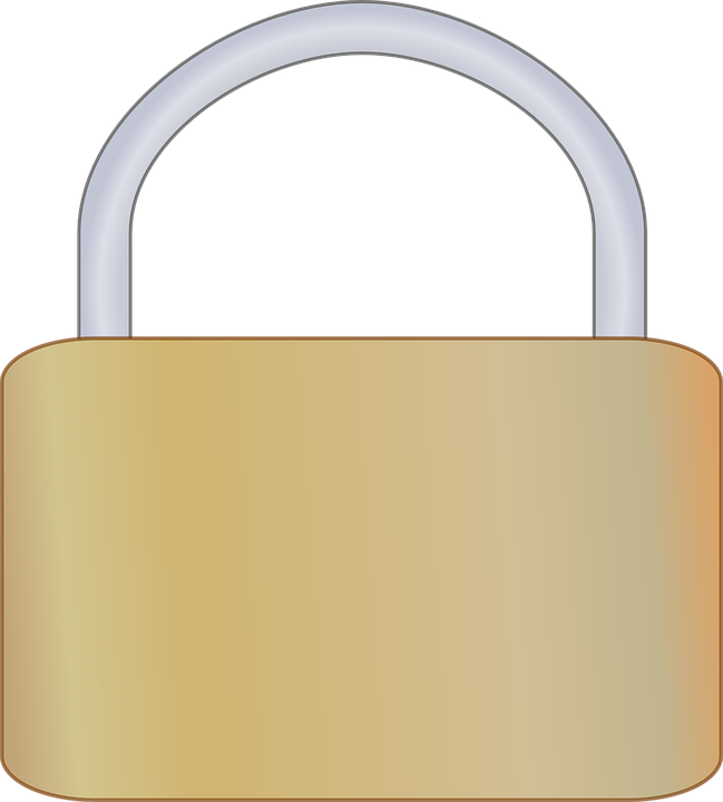Padlock Closed Gold Lock Security Safe Privacy - Padlock Clip Art - Png Download (649x720), Png Download
