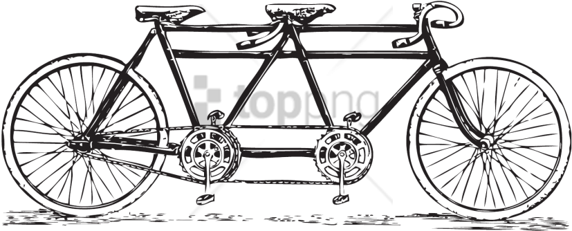 Free Png Download Vintage Tandem Bicycle Png Images - Vintage Tandem Bike Clipart Transparent Png (850x454), Png Download