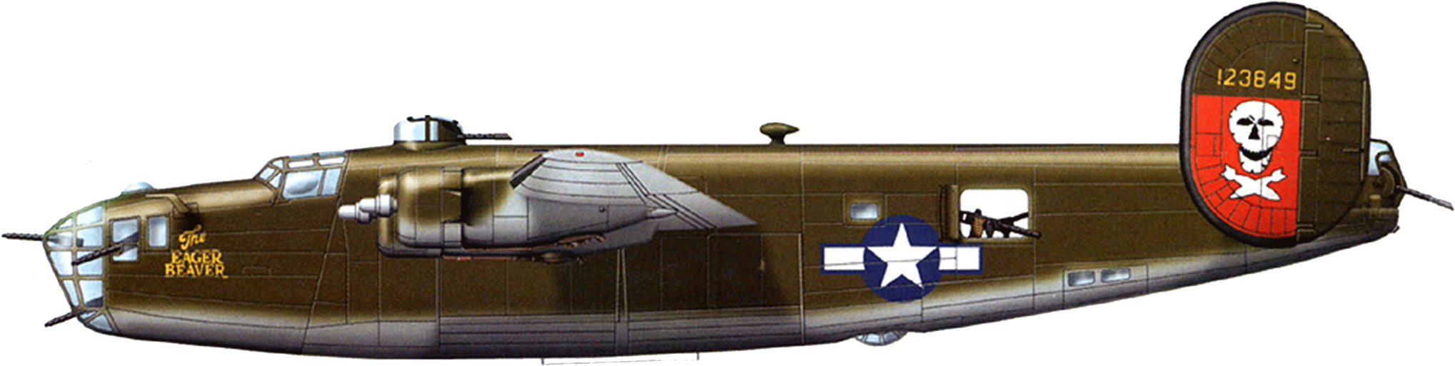 Consolidated B-24 Liberator - B 24 Eager Beaver Clipart (2048x640), Png Download