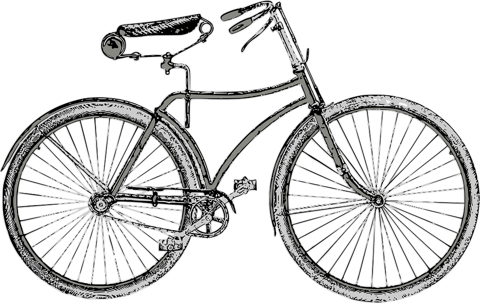 Bicycle Vintage Bike Retro Wheels Vintage Bicycle - Black And White Clipart Of Cycle - Png Download (960x607), Png Download