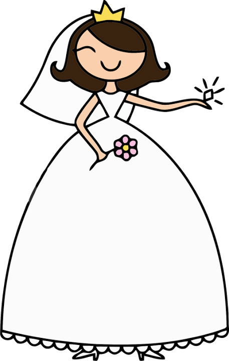 La Boda, El Matrimonio, La Novia, El Anillo De Diamante, - Cartoon Bride Clipart (457x720), Png Download