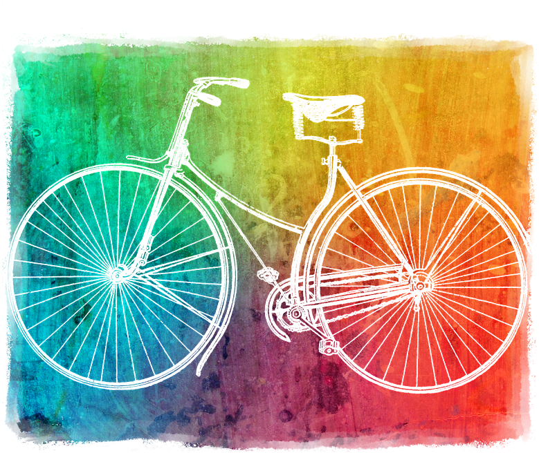 Wheel Bike Colorful Vintage Cycling Old Nostalgic - Bicycle Clipart (813x720), Png Download