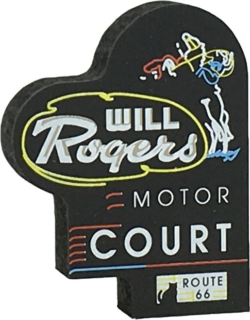 Rt 66-will Rogers Motor Court Neon Sign, Tulsa, Ok - Label Clipart (1000x833), Png Download