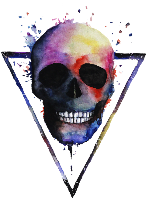 Adult Content Safesearch Skeleton, Art, Watercolor - Colorful Skull Clipart (509x720), Png Download