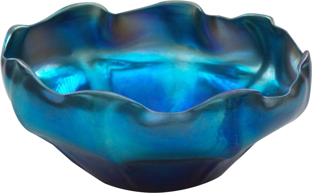 L C Tiffany Favrile Blue Iridescent Art Glass Scalloped - Ceramic Clipart (1024x1024), Png Download
