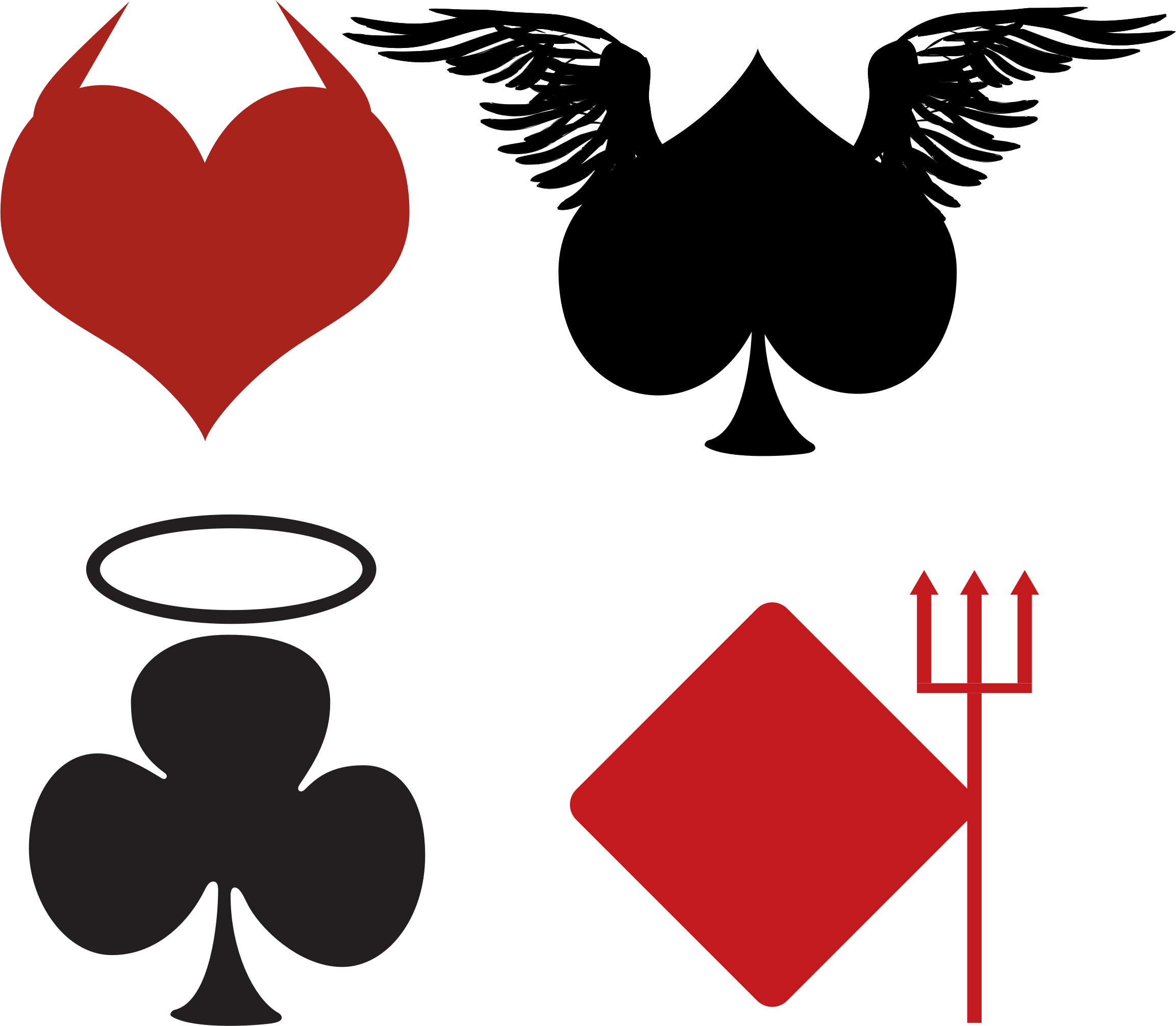 Poker Clipart Card Suit - Spade Diamond Clover Heart - Png Download (2305x2010), Png Download