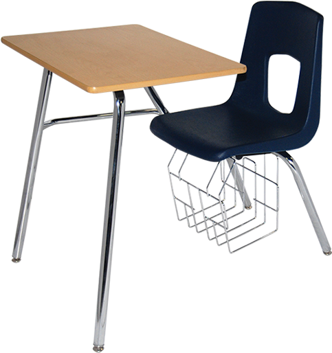 Artco-bell 74573 Uniflex Four Leg Combo Desk - Chair Clipart (530x585), Png Download
