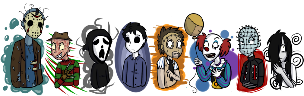 Movie Killehs By - Horror Movie Character Cartoon Clipart (1024x341), Png Download