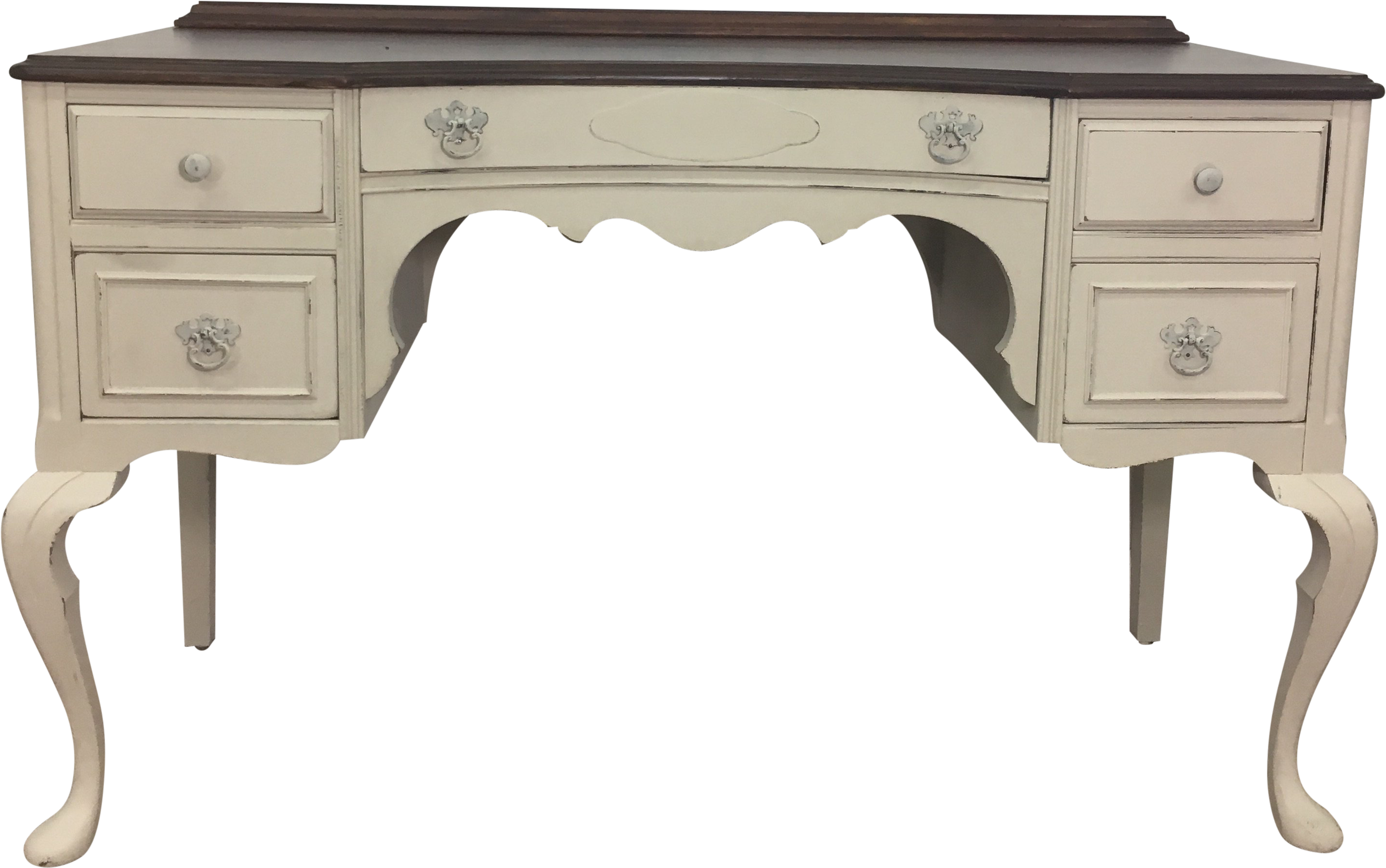 Vintage Chalk Painted Neutral Stained Top Desk/vanity - Sofa Tables Clipart (3176x1990), Png Download