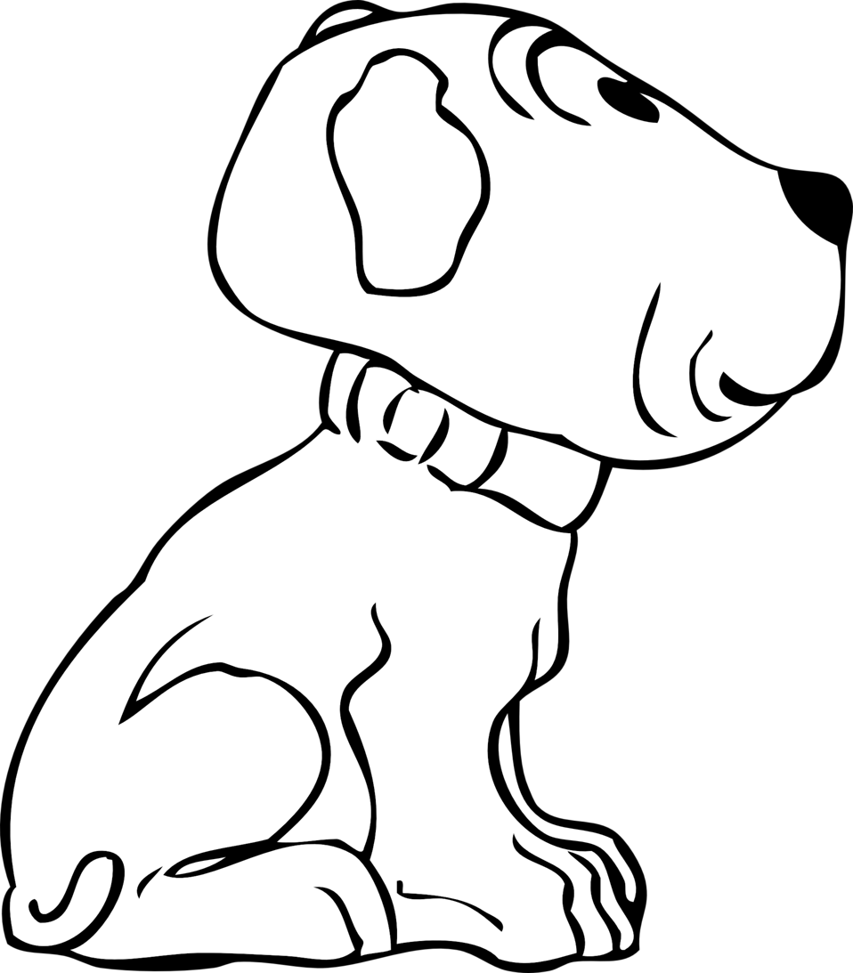 Illustration Of A Cartoon Puppy - Drawing Of A Puppy Side Clipart (958x1093), Png Download
