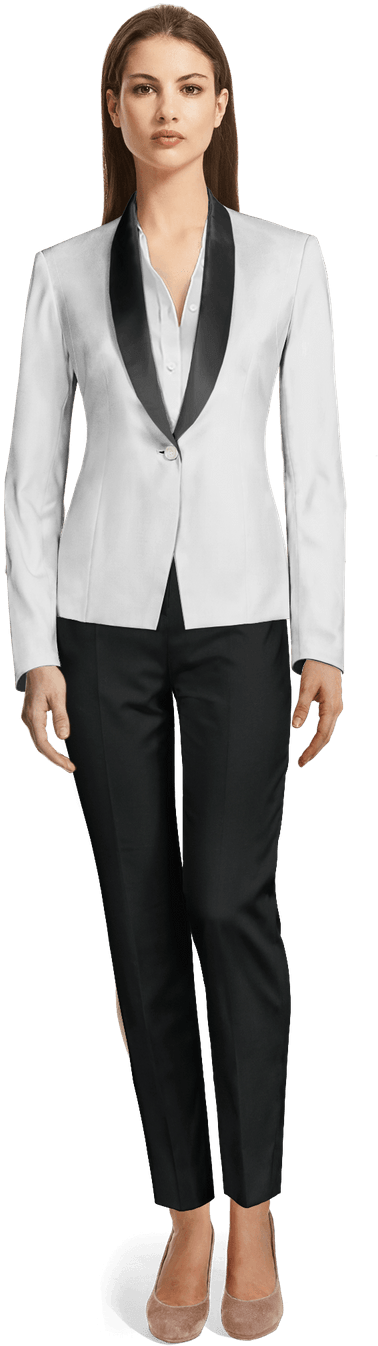 White Wool Tuxedo - Whole Body Formal Attire For Women Clipart - Large ...