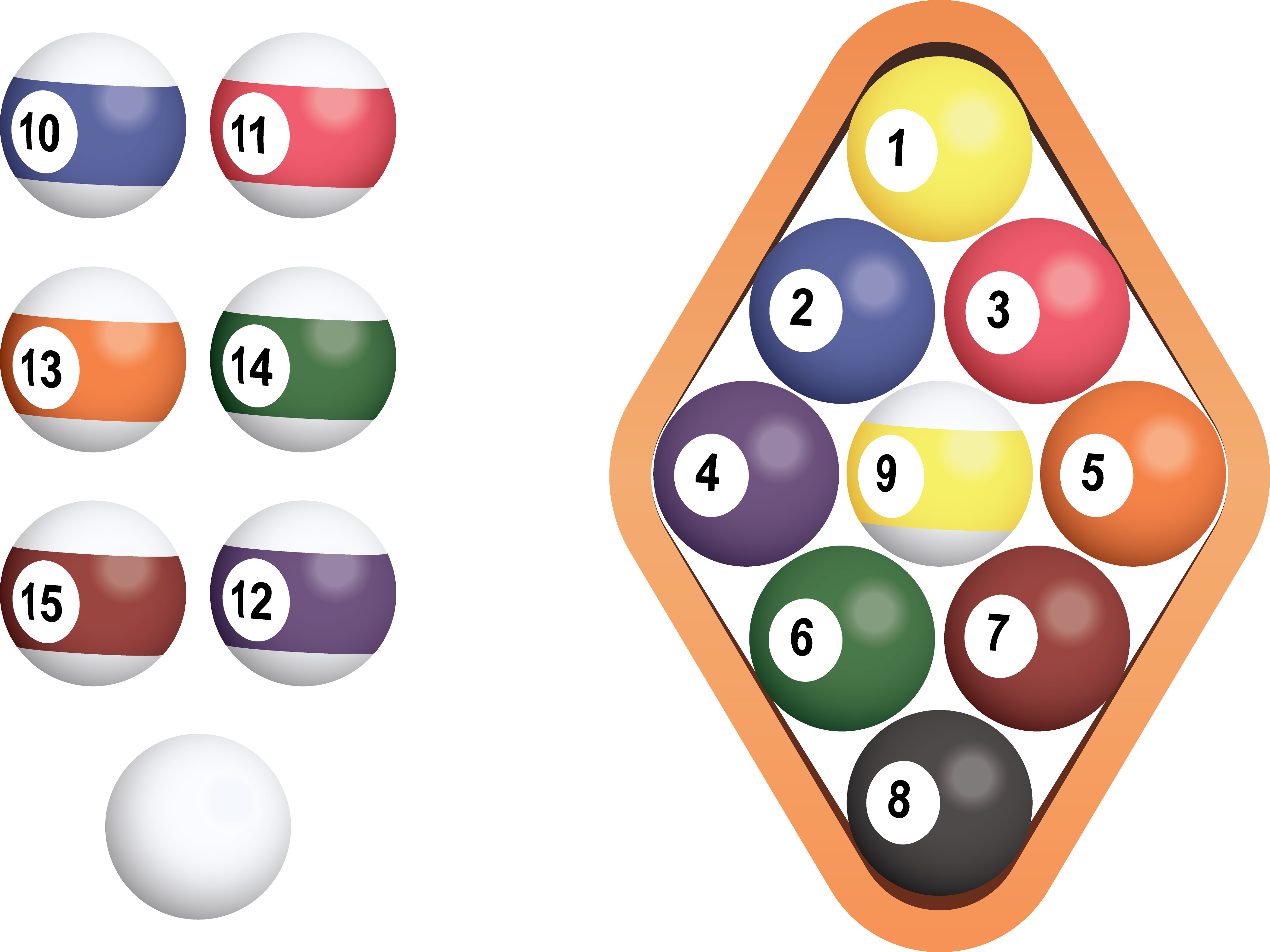 Pool 8 Ball In Rack Png - Nine-ball Clipart (4028x3019), Png Download