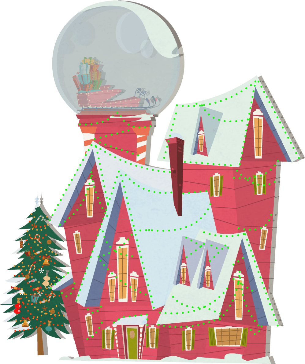 Background Exterior Santa House Winter Globe House - Santa House Animated Clipart (1042x1458), Png Download