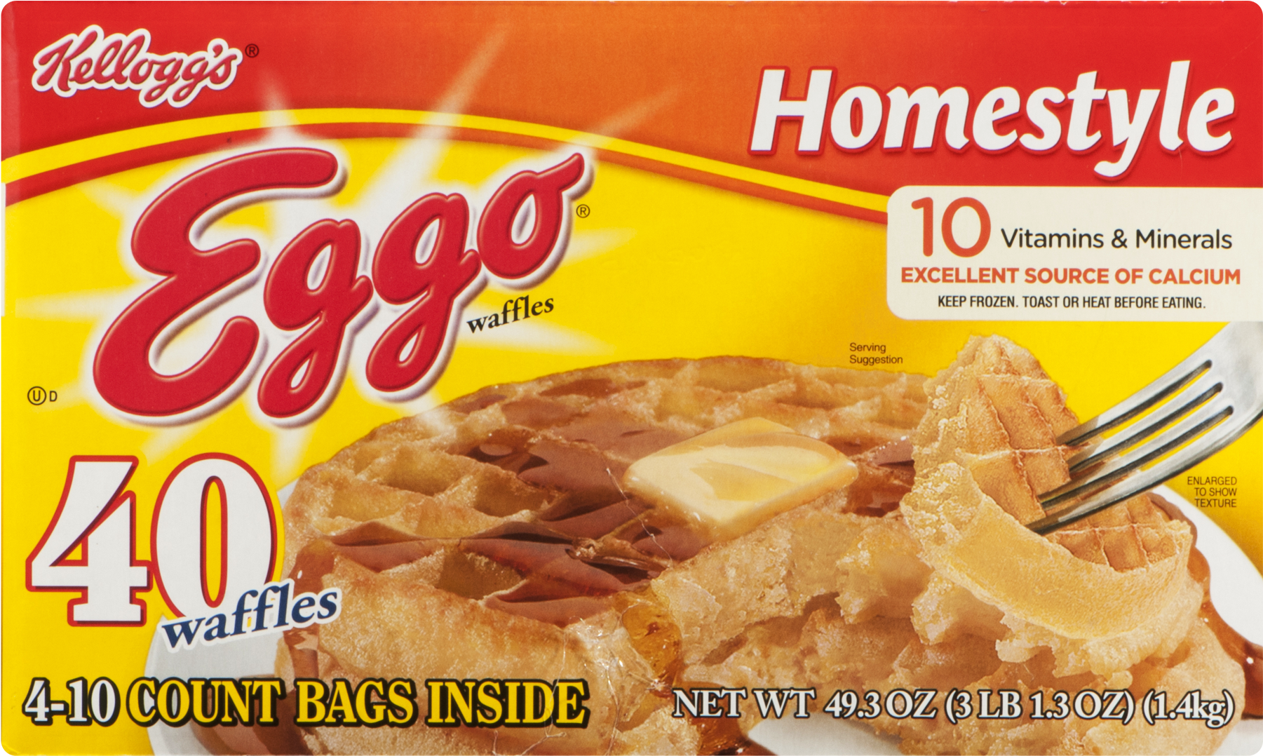 Kellogg's Waffles Homestyle Eggo 40 Count Clipart (1800x1800), Png Download