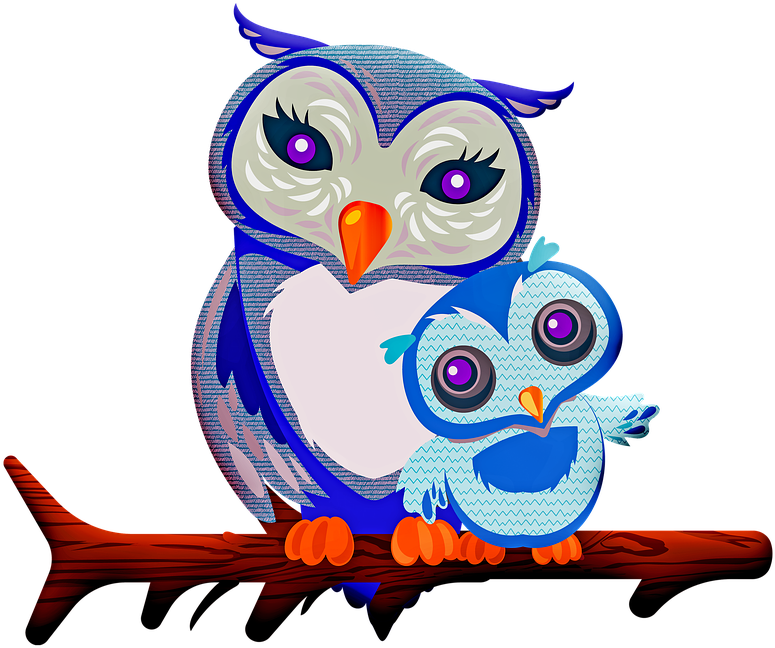 Owl Mother Owl Baby Owl Nature Mother Family - Mother Baby Owl Clipart (888x720), Png Download