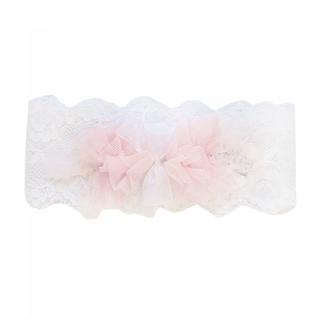 Headband In White Lace With Flowers And Bows - Lace Clipart (1100x1100), Png Download