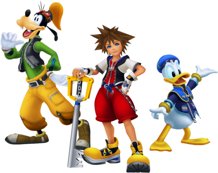 Sora Donald Goofy Kingdom Hearts - Kingdom Hearts Donald Goofy Clipart (900x691), Png Download