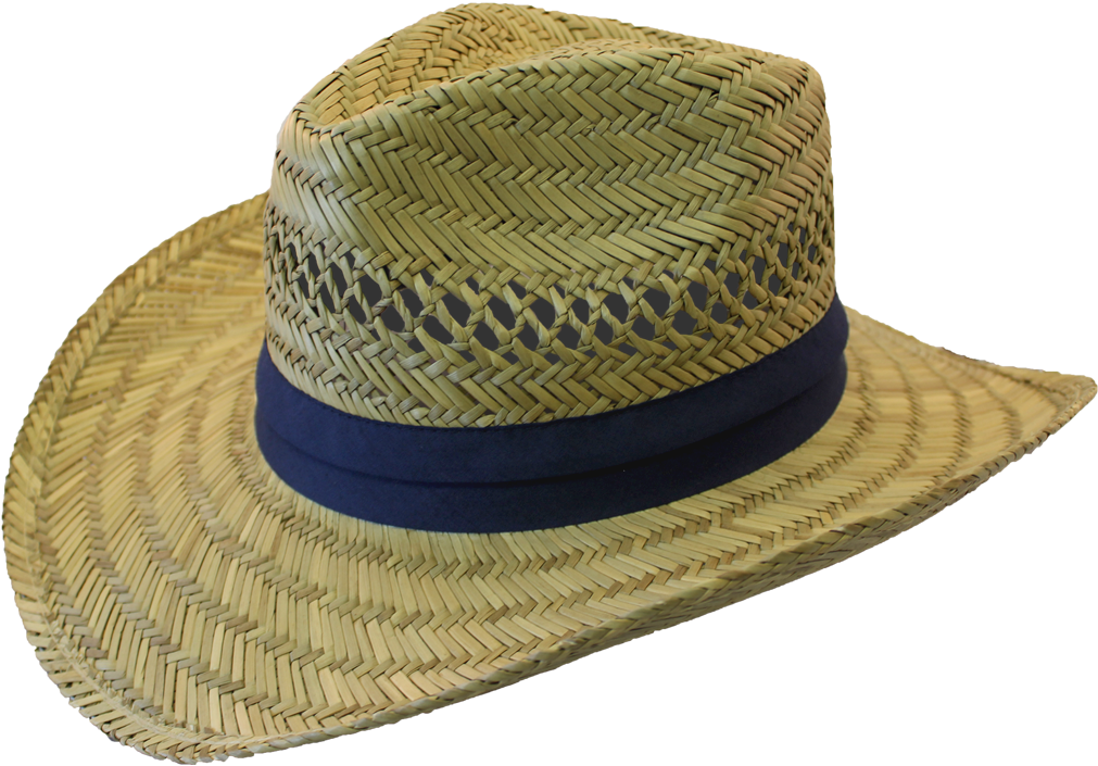 Straw Hat With Navy Band - Cowboy Hat Clipart (1252x834), Png Download