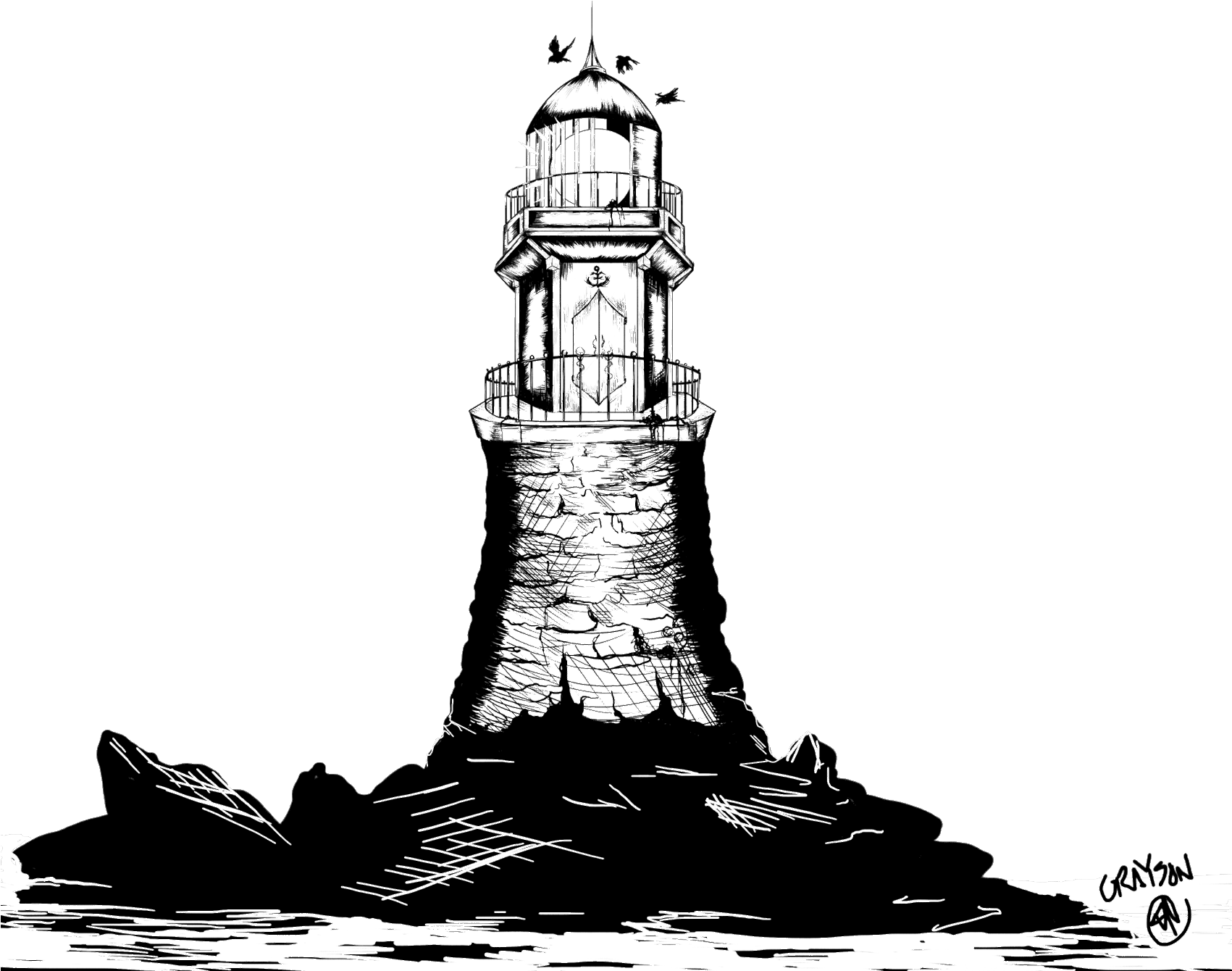 Art By - Grayson - Lighthouse Clipart (1700x1417), Png Download