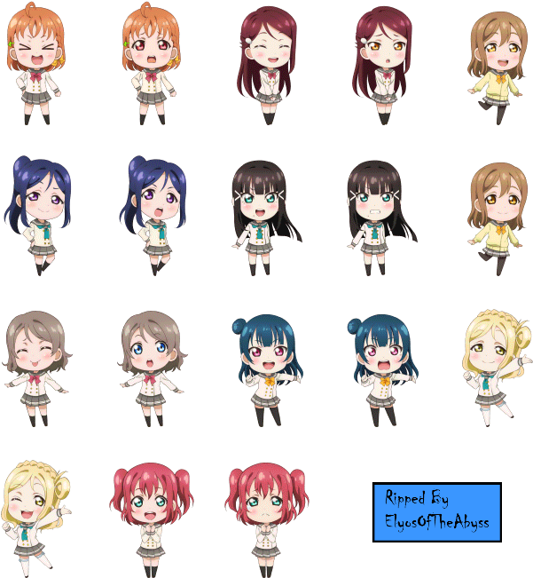 Love Live Sunshine Chibis , Png Download - Love Live You X Ruby Clipart (601x651), Png Download