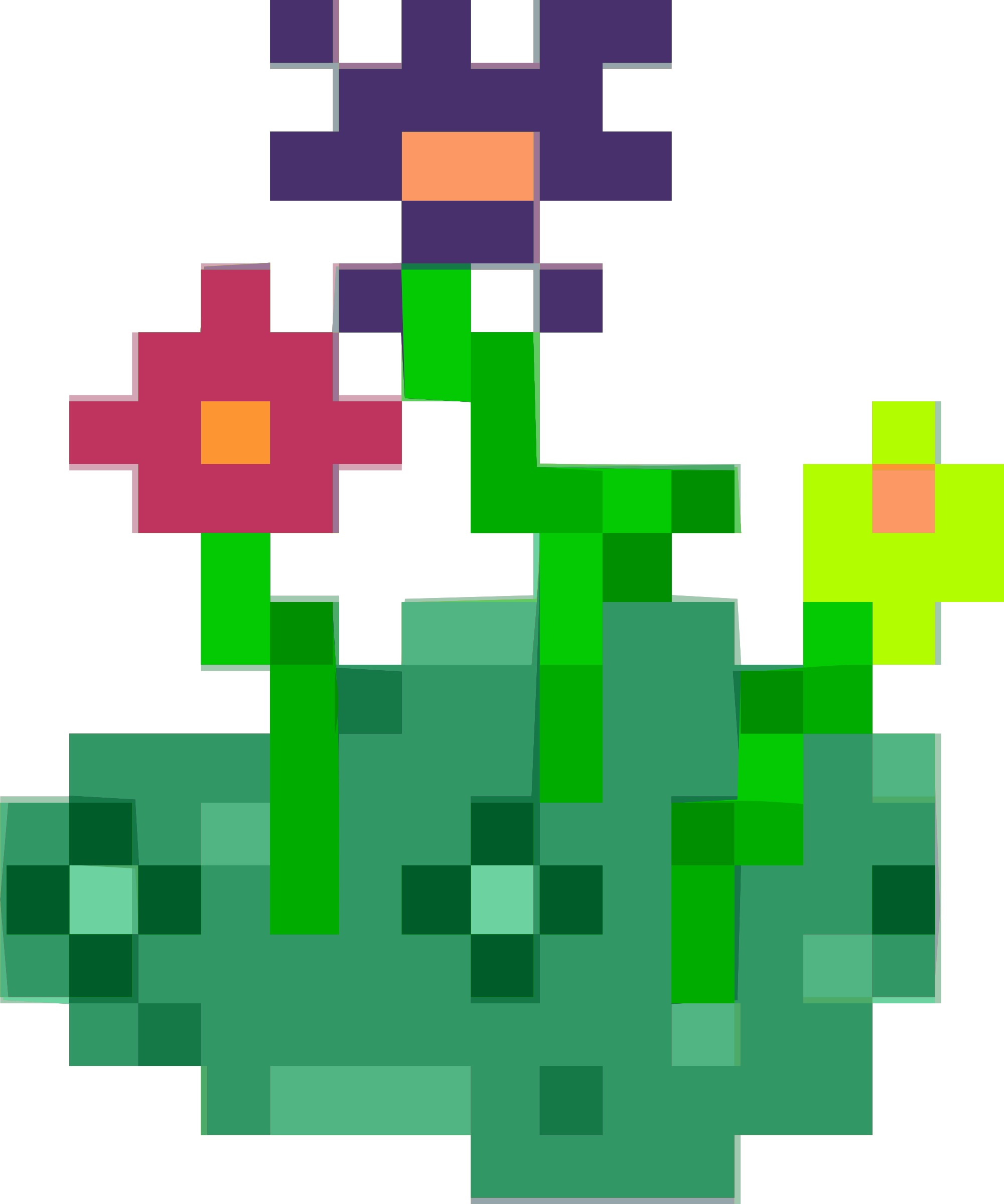 Computer Icons Pixel Art Flower 8-bit Color - Pixel Art Flower Clipart (625x750), Png Download
