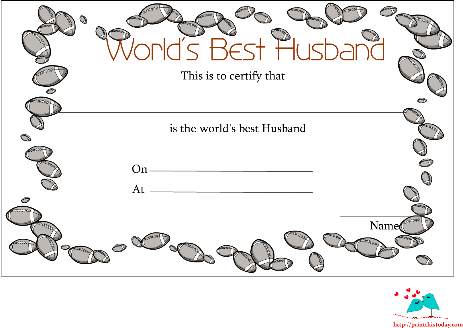 Printable Best Husband Certificate Clipart (1650x1275), Png Download