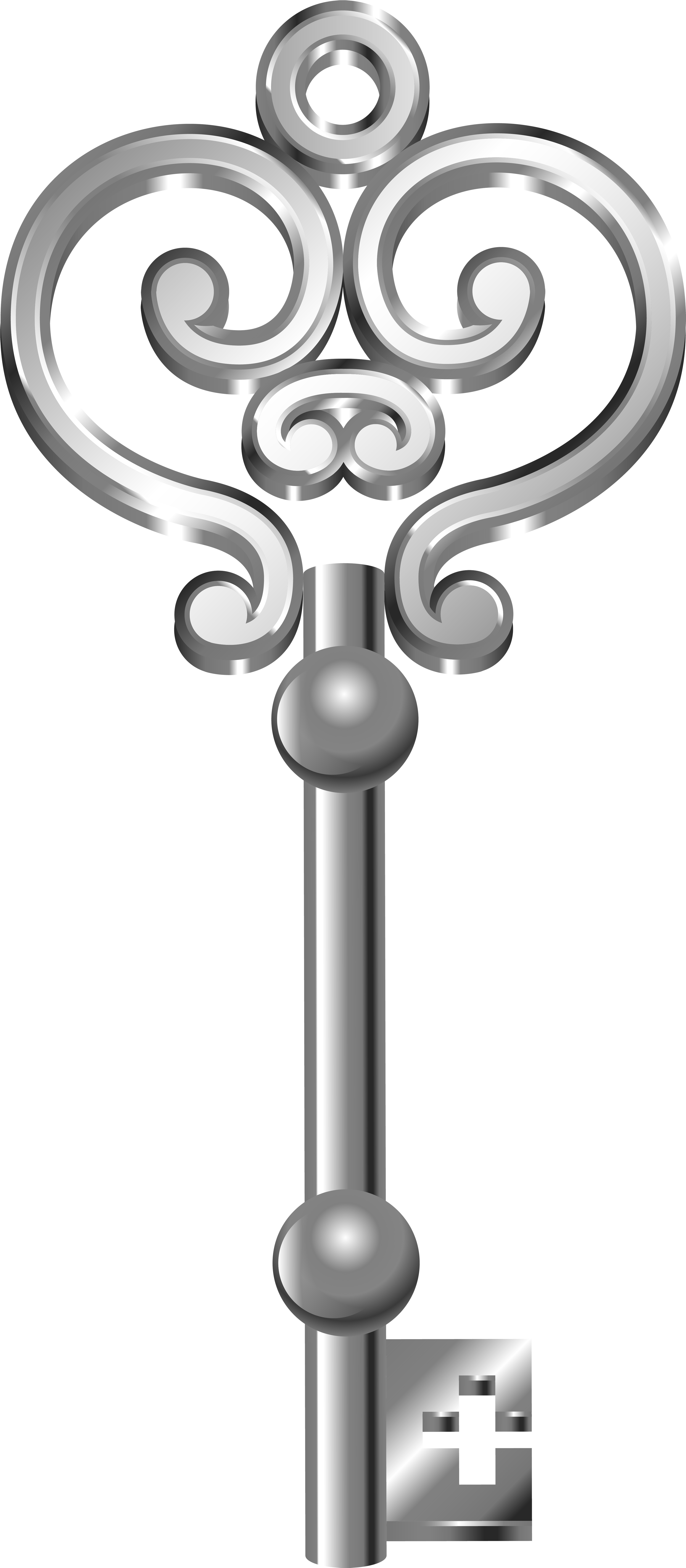 Clipart Key - Silver Key Transparent - Png Download (3501x8000), Png Download