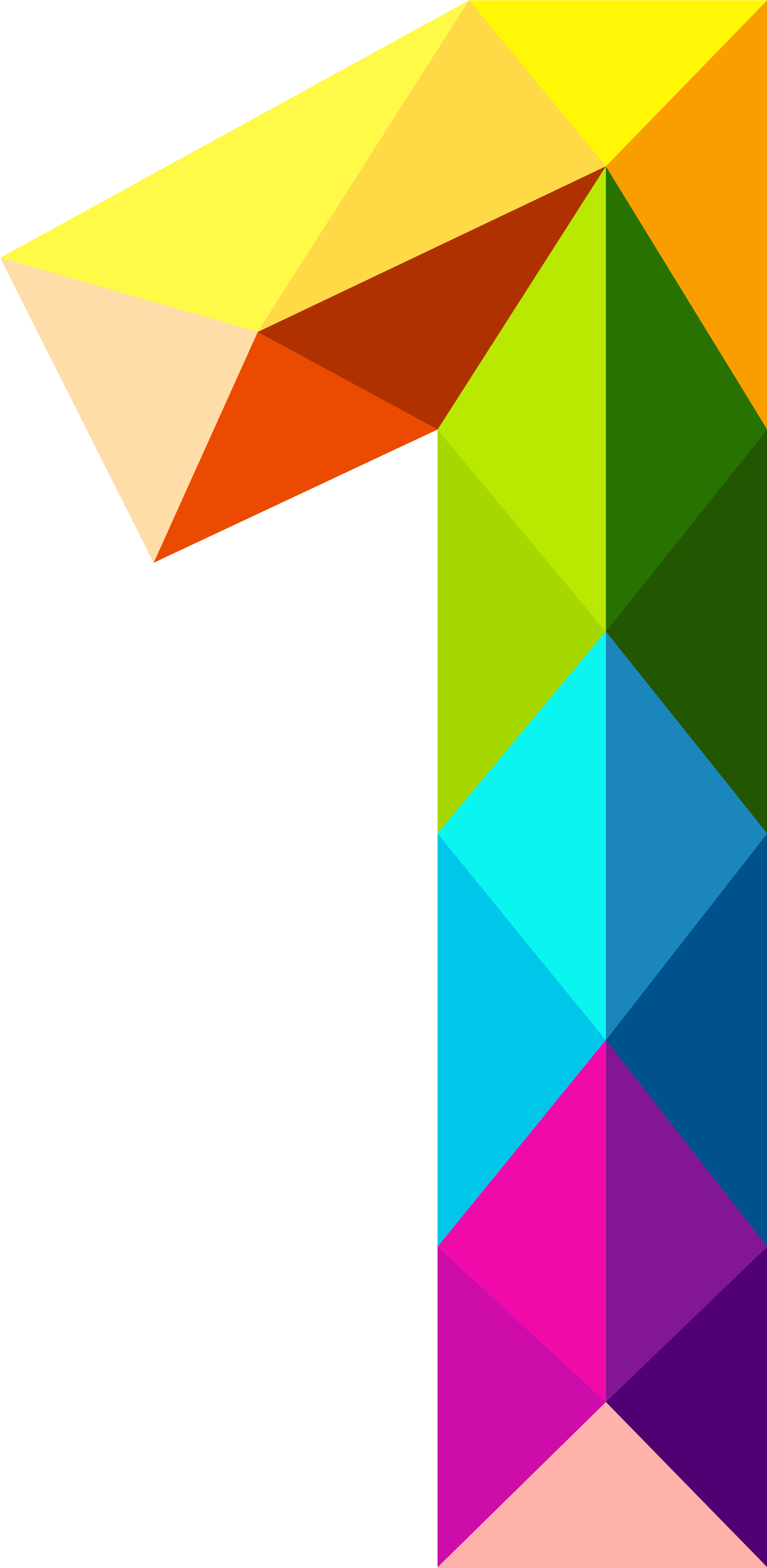 Colourful Triangles Number One Png Clipart Image - Colourful Triangles Number One Png Transparent Png (2856x5667), Png Download