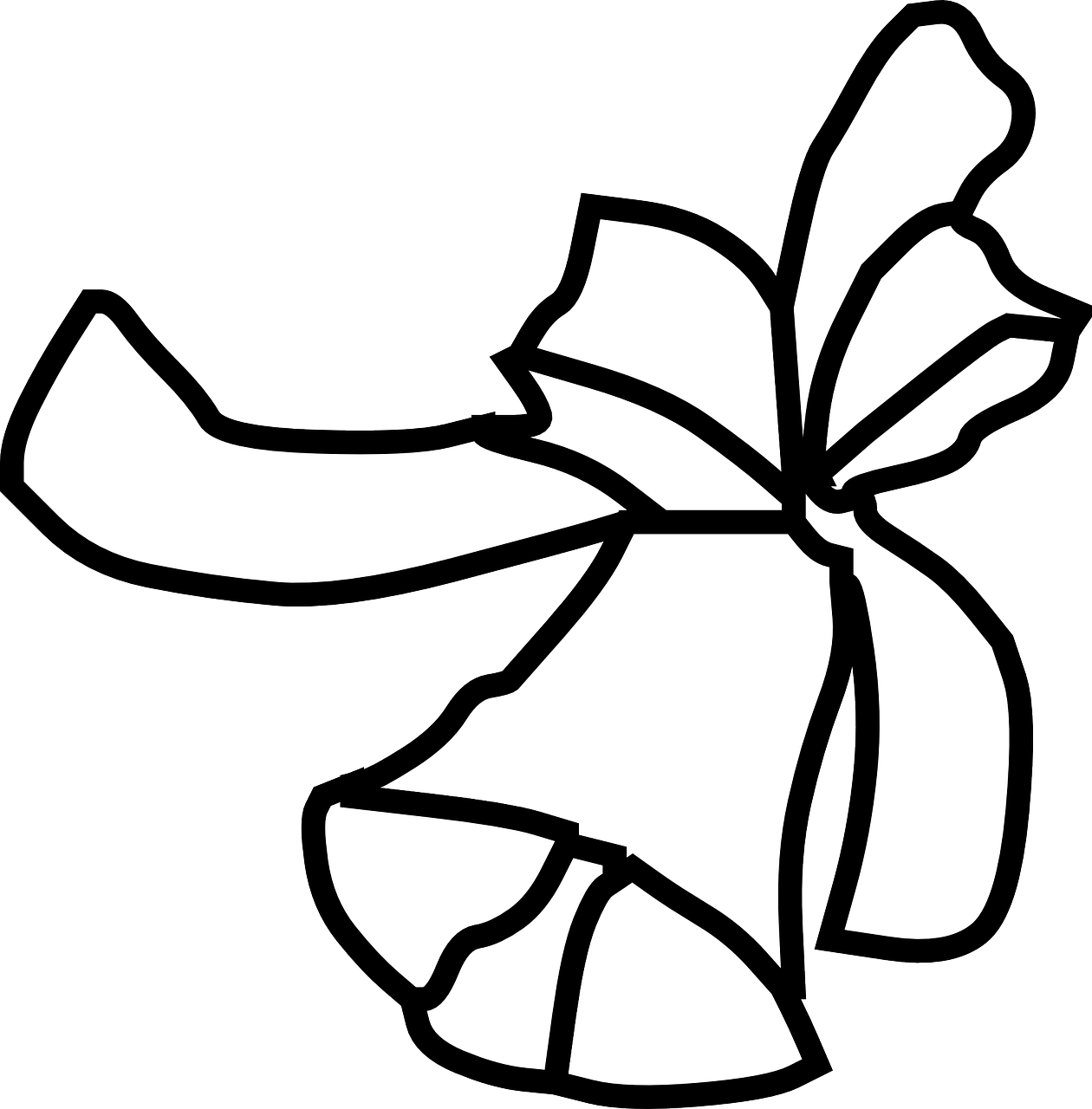 Black White Ribbon - Christmas Bell Outline Clipart (1260x1280), Png Download