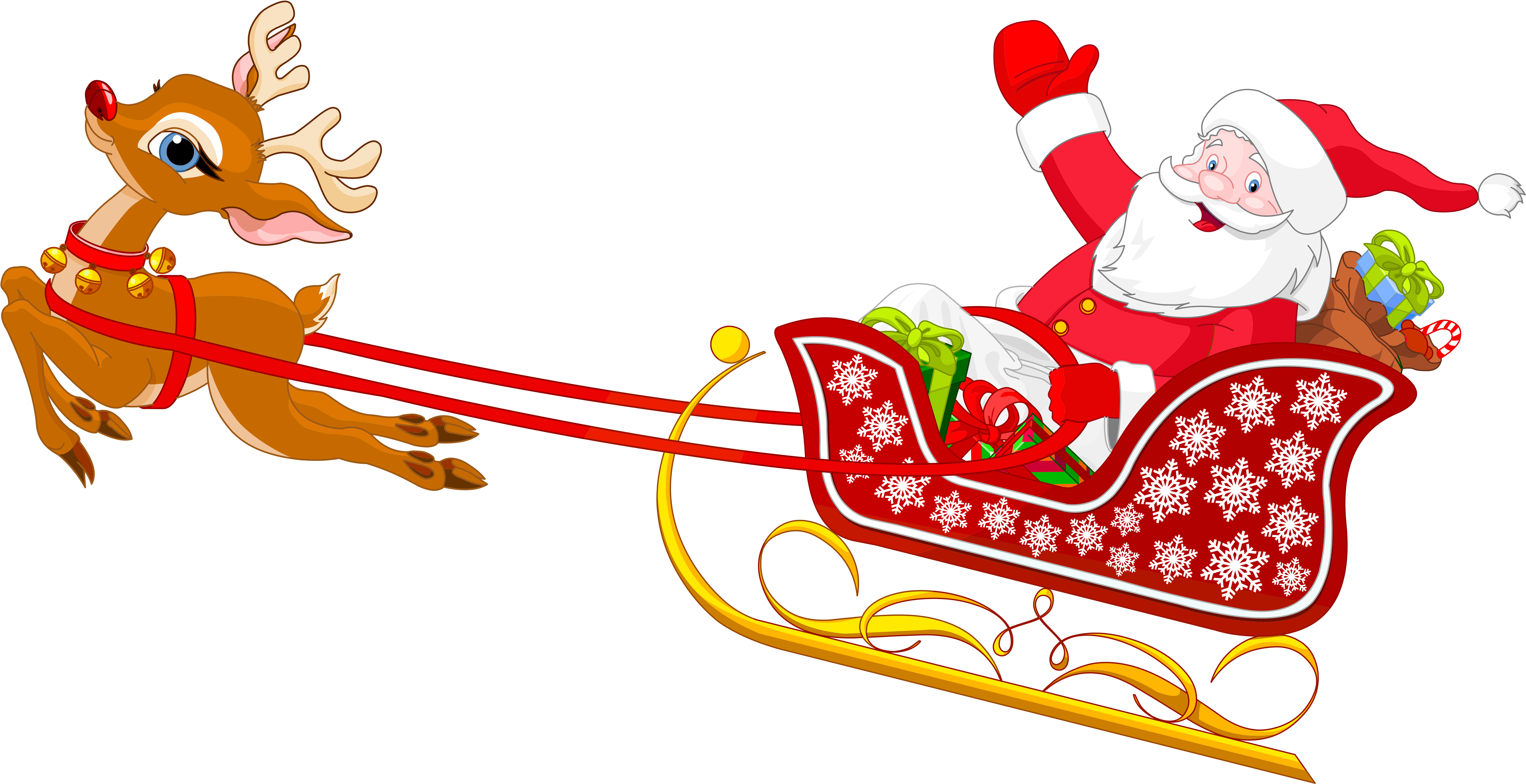 Cartoon Santa Sleigh - Santa Sleigh Clipart - Png Download (1600x904), Png Download