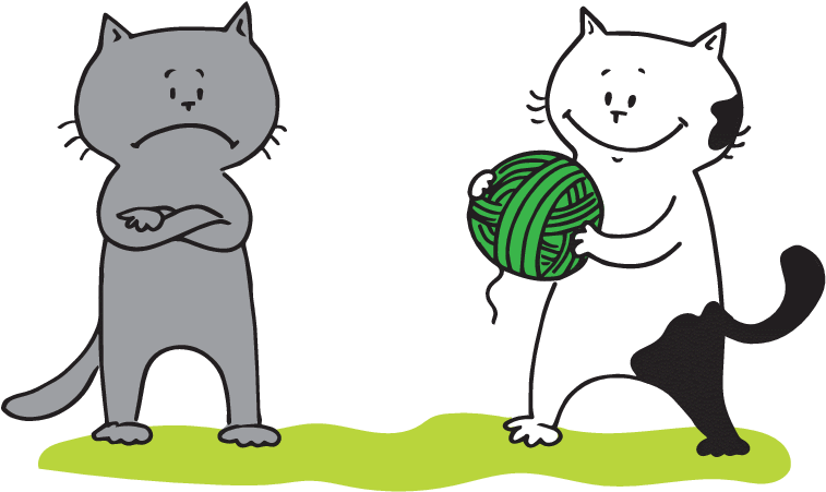 A Cat Gives Mina A Yarn - Cartoon Clipart (818x523), Png Download