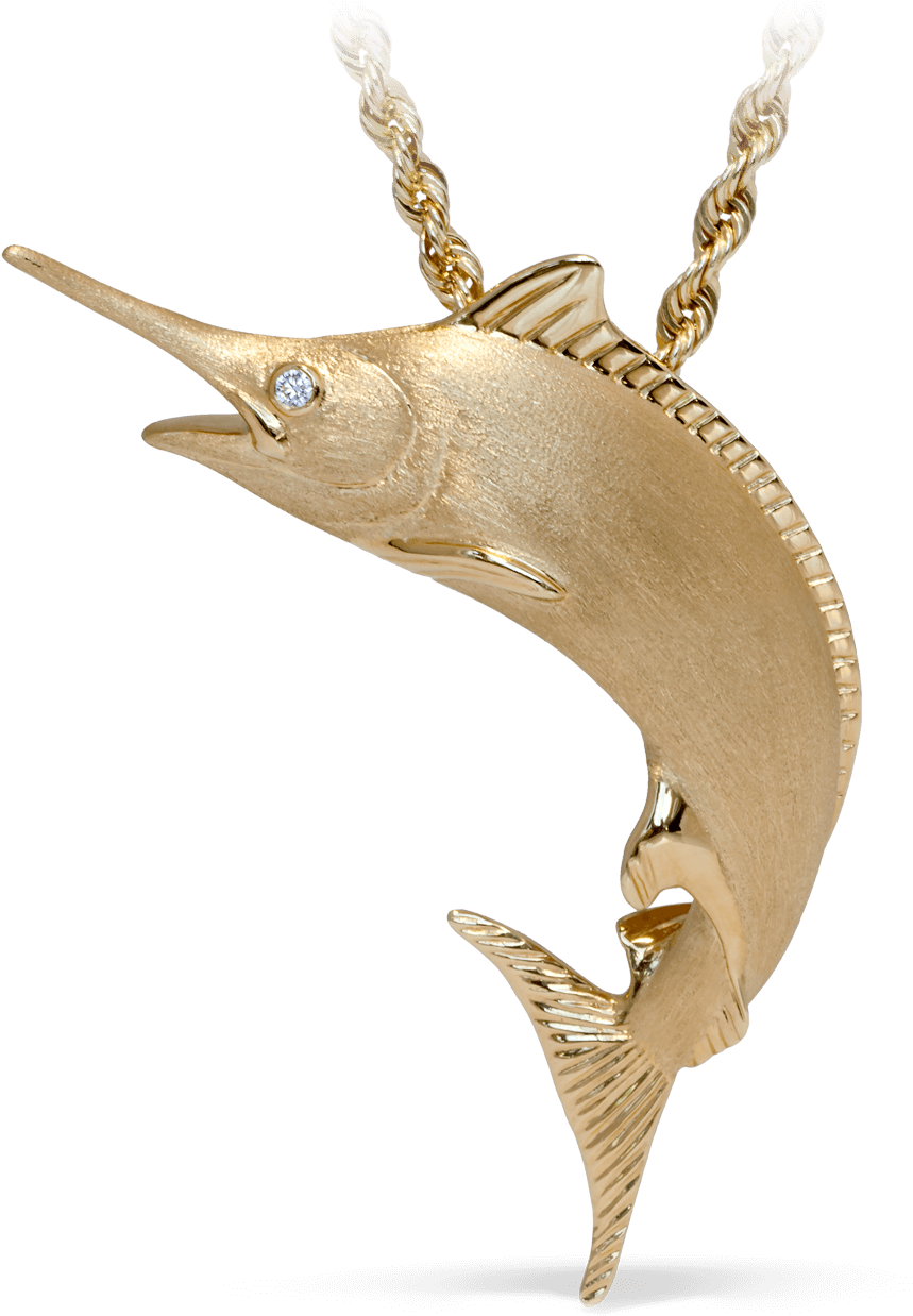 Yellow Gold Marlin Diamond Fish Necklace - Pendant Clipart (1280x1280), Png Download