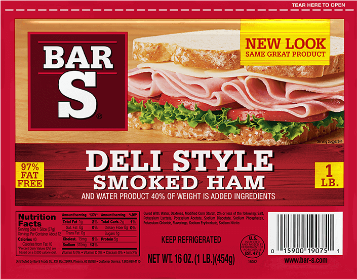 Smoked - Bar S Deli Style Smoked Ham Clipart (900x816), Png Download