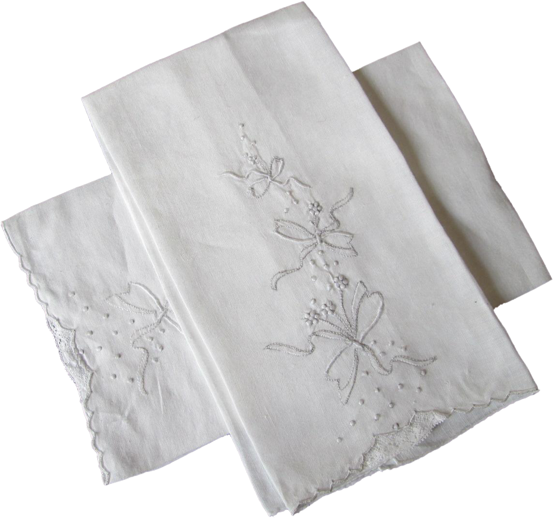 Guest Towels Vintage 1940s White Wedding Ribbon Lace - Lace Clipart (1140x1140), Png Download